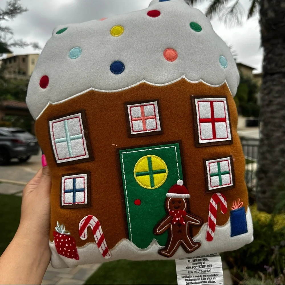 Target wondershop gingerbread house man Christmas pillow plush holiday pinkmas